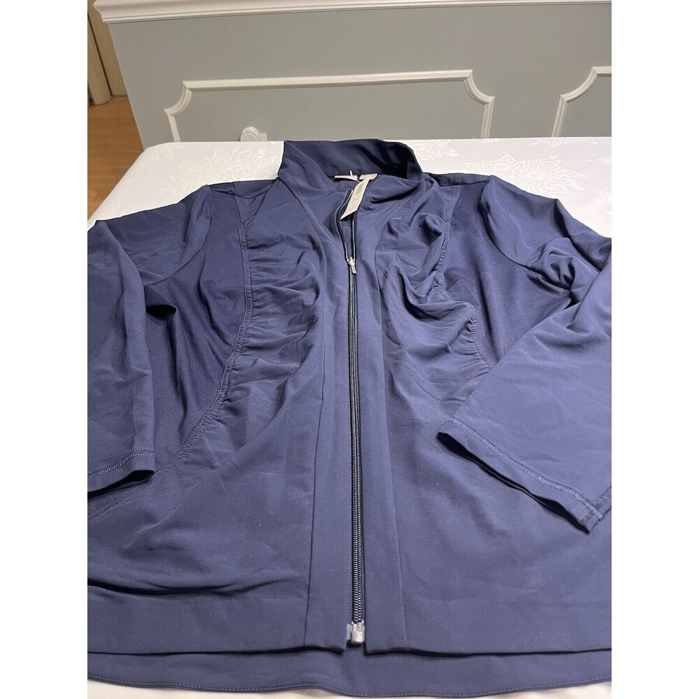 CHICO's Zenergy 3 Jacket Full Zip Midnight Blue Pockets Rouching Women’s XL